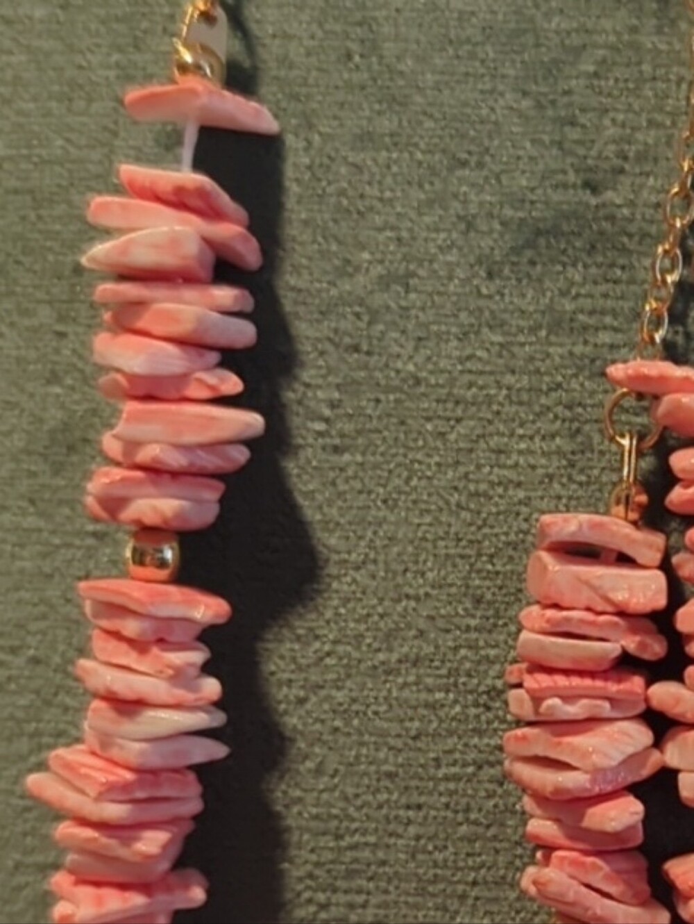 Claire's Pink Shell Chip Layered Necklace Set with Gold Chains